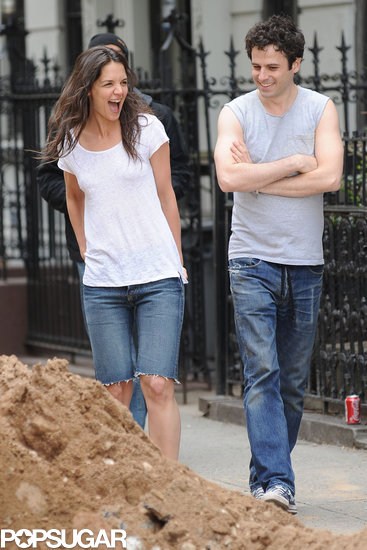 Katie Holmes and Luke Kirby laughed while filming Mania Days in NYC. Katie Holmes and Luke Kirby laughed while filming Mania Days in NYC.
