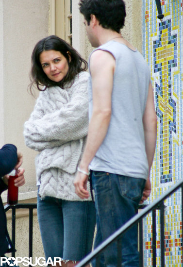 Katie Holmes wrapped up on set in NYC on Tuesday.
Katie Holmes wrapped up on set in NYC on Tuesday.