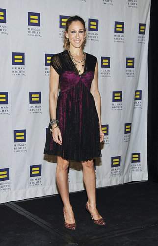 Sarah Jessica Parker wore a magenta lace-overlay Christian Dior dress with coral snakeskin Brian Atwood pumps at the 9th Annual Greater New York Human Rights Campaign Gala.
Sarah Jessica Parker wore a magenta lace-overlay Christian Dior dress with coral snakeskin Brian Atwood pumps at the 9th Annual Greater New York Human Rights Campaign Gala.