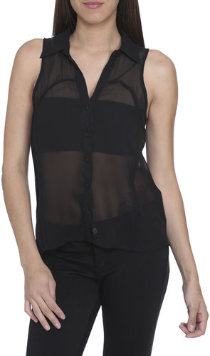 Contrast Piping Chiffon Top