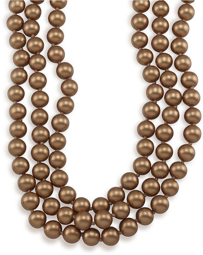 Carolee Necklace, 72" Gold Glass Pearl Rope