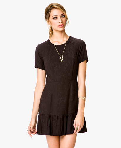 FOREVER 21 Botanical Patterned Ruffle Dress