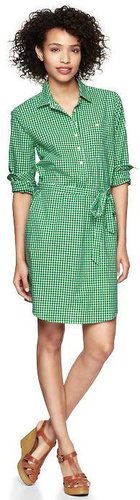 Gingham tie-waist shirtdress