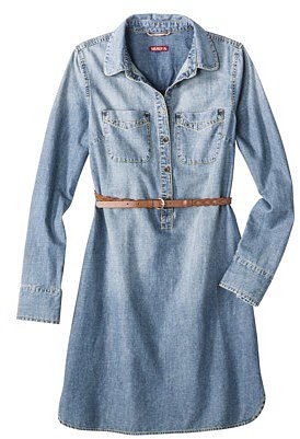 Merona® Women's Chambray Shirt Dress w/Belt - Blue