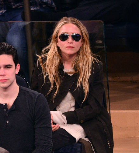 Mary-Kate Olsen also wore aviator sunglasses with a black coat while cheering on the New York Knicks in May.
Mary-Kate Olsen also wore aviator sunglasses with a black coat while cheering on the New York Knicks in May.