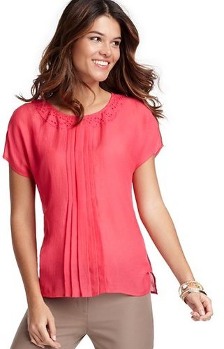 Eyelet Collar Button Back Blouse