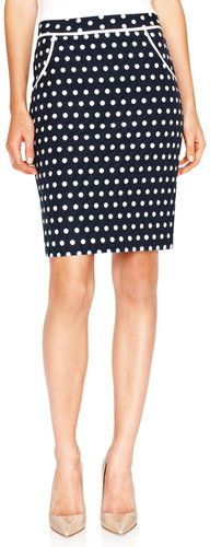 Polka Dot Jacquard Pencil Skirt