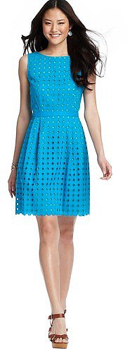 Petite Diamond Eyelet Cotton Dress