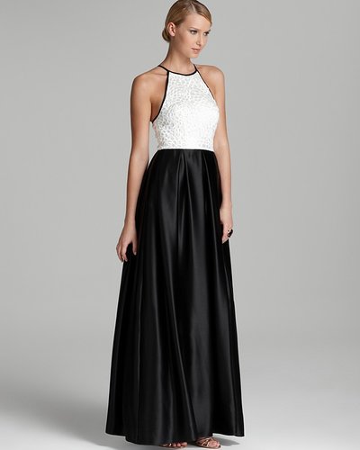 ABS by Allen Schwartz Halter Gown - Lace Top