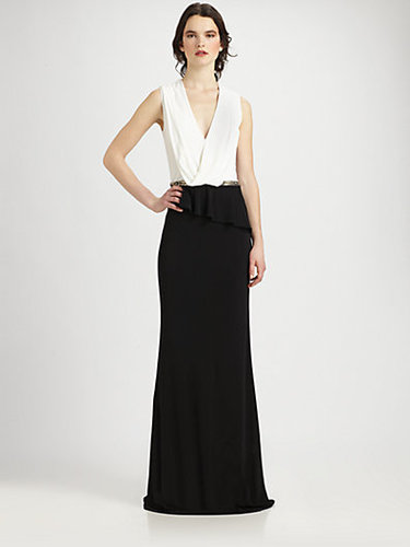 David Meister Two-Tone Jersey Gown