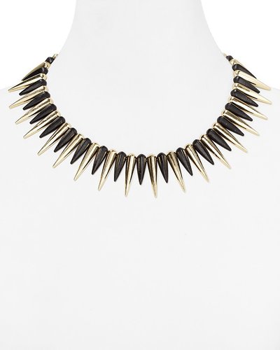 Cara Accessories Black Spike Necklace, 14"