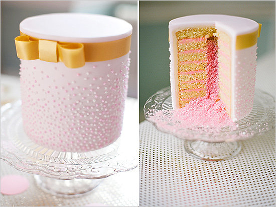 It's not just the outside of this cake that stands out for being dainty with its gold bow and pink dots— just look at the layers of yumminess inside.
Photo by Segerius Bruce Photography via Wedding Chicks
It's not just the outside of this cake that stands out for being dainty with its gold bow and pink dots— just look at the layers of yumminess inside.
Photo by Segerius Bruce Photography via Wedding Chicks