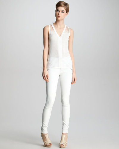 J Brand Ready to Wear Claudette Slim Leather Pants, White