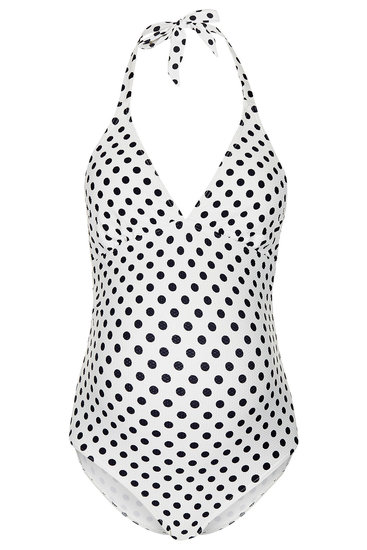 A flattering halter neckline and chic black and white polka dots make Topshop's Maternity Spot Swimsuit ($64) an appealing choice.
A flattering halter neckline and chic black and white polka dots make Topshop's Maternity Spot Swimsuit ($64) an appealing choice.