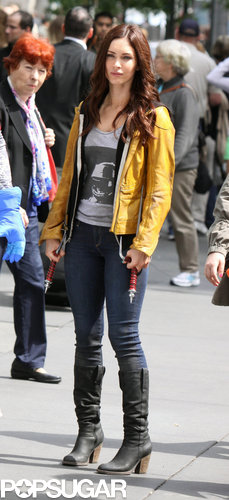 Megan Fox filmed in Times Square in NYC.
Megan Fox filmed in Times Square in NYC.
