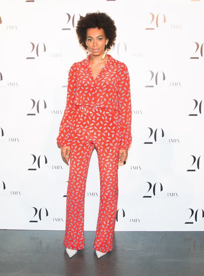 Solange Knowles wasn't afraid to show off her love of prints in a Diane von Furstenberg blouse and matching pants, completed with white pumps, at the Intermix 20th anniversary party in NYC.
Benjamin Lozovsky/BFAnyc.com
Solange Knowles wasn't afraid to show off her love of prints in a Diane von Furstenberg blouse and matching pants, completed with white pumps, at the Intermix 20th anniversary party in NYC.
Benjamin Lozovsky/BFAnyc.com
