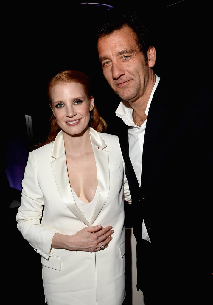 Jessica Chastain posed with Clive Owen at Bulgari's Cleopatra cocktail party on Tuesday night.
Jessica Chastain posed with Clive Owen at Bulgari's Cleopatra cocktail party on Tuesday night.