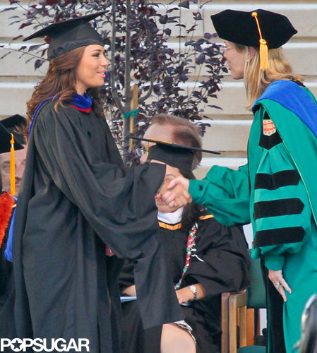 Eva Longoria wore a cap and gown for her graduation form California State University, Northridge.
Eva Longoria wore a cap and gown for her graduation form California State University, Northridge.