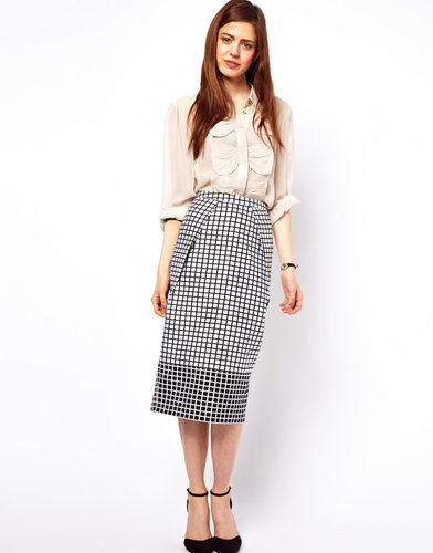 ASOS Pencil Skirt in Monochrome Check