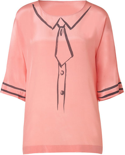 Moschino C&C Colonial Rose Printed Silk Top