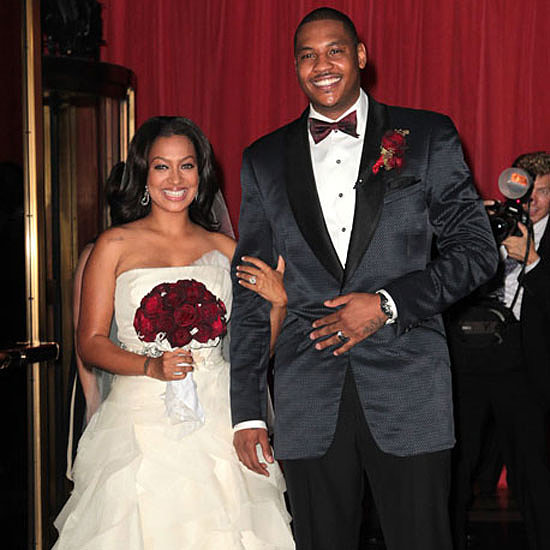 La La Vazquez married New York Knicks player Carmelo Anthony in a strapless ivory-hued gown by Vera Wang.
La La Vazquez married New York Knicks player Carmelo Anthony in a strapless ivory-hued gown by Vera Wang.