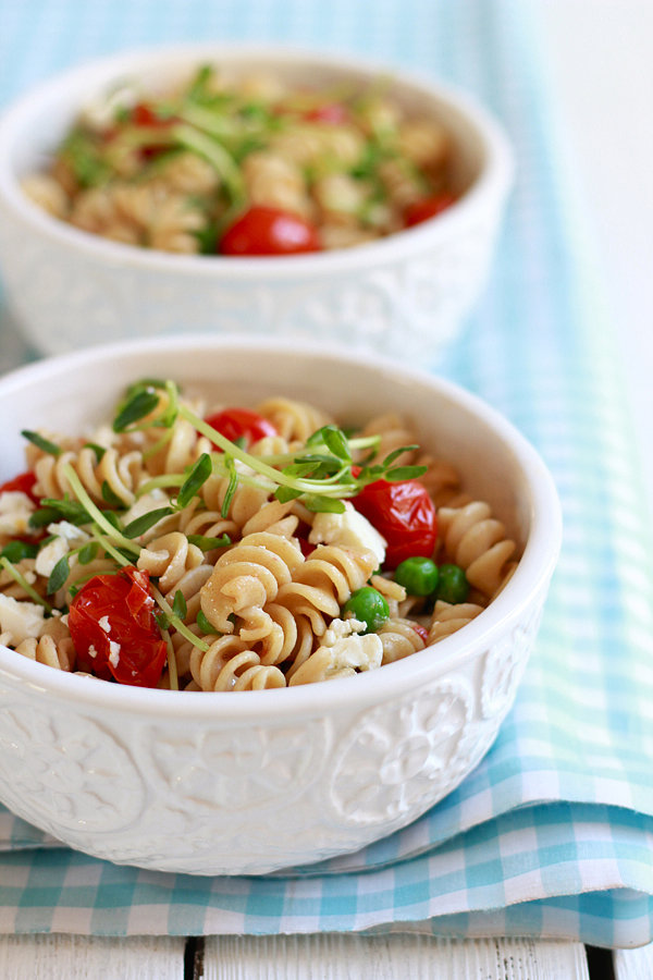 Whole-Wheat Pasta Salad With Feta and Peas Whole-Wheat Pasta Salad With Feta and Peas