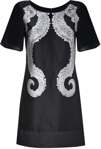 Helmut Lang Grey Multi Seahorse Print Dress