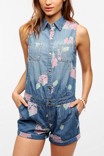 Pins And Needles Sleeveless Chambray Rose Romper