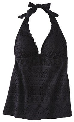 Mossimo® Women's Crochet Halter Tankini Swim Top -Black