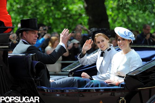 Princesses Beatrice and Eugenie rode in a carriage with their father, the Duke of York.
Princesses Beatrice and Eugenie rode in a carriage with their father, the Duke of York.