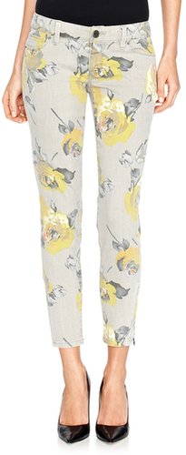 678 Zip-Ankle Floral Print Skinny Jeans