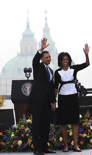The Obamas visited Prague in April 2009 for a summit with European Union leaders.
The Obamas visited Prague in April 2009 for a summit with European Union leaders.