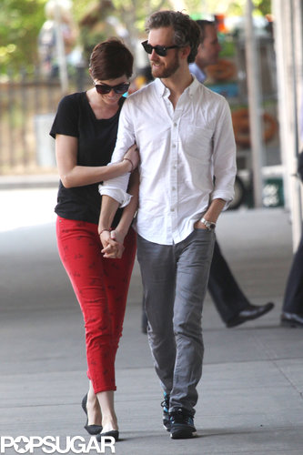 Anne Hathaway cuddled up to Adam Shulman.
Anne Hathaway cuddled up to Adam Shulman.