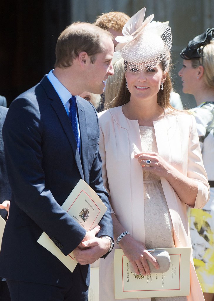 Kate looked fondly at William when the attended a church service for the Queen's 60th Coronation anniversary at Westminster Abbey in June 2013.
Kate looked fondly at William when the attended a church service for the Queen's 60th Coronation anniversary at Westminster Abbey in June 2013.