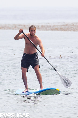 Robert Pattinson went paddleboarding shirtless in Malibu in March 2012.
Robert Pattinson went paddleboarding shirtless in Malibu in March 2012.