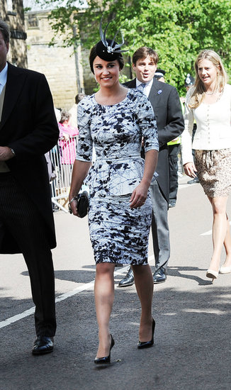 Pippa Middleton showed off her famous curves in a Tabitha Webb peplum dress, then added a fancy fascinator, at Melissa Percy and Thomas Van Straubenzee's wedding in the UK in June. We love her black and white palette and think it's totally appropriate for a black-tie wedding. The fascinator is optional but would give you that British touch.
Pippa Middleton showed off her famous curves in a Tabitha Webb peplum dress, then added a fancy fascinator, at Melissa Percy and Thomas Van Straubenzee's wedding in the UK in June. We love her black and white palette and think it's totally appropriate for a black-tie wedding. The fascinator is optional but would give you that British touch.