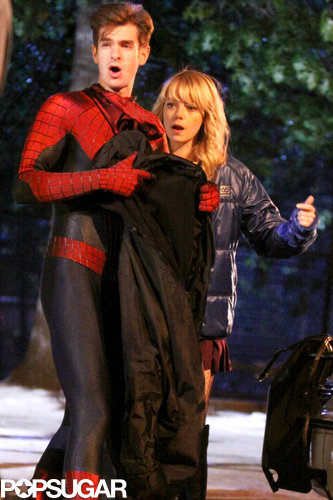 Andrew Garfield and Emma Stone hung out on the set together in NYC while breaking from filming.
Andrew Garfield and Emma Stone hung out on the set together in NYC while breaking from filming.