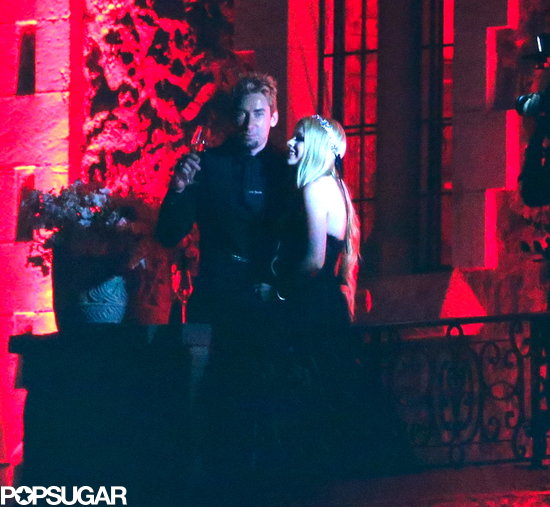 Avril Lavigne wore a black strapless gown for her wedding to Chad Kroeger.
Avril Lavigne wore a black strapless gown for her wedding to Chad Kroeger.