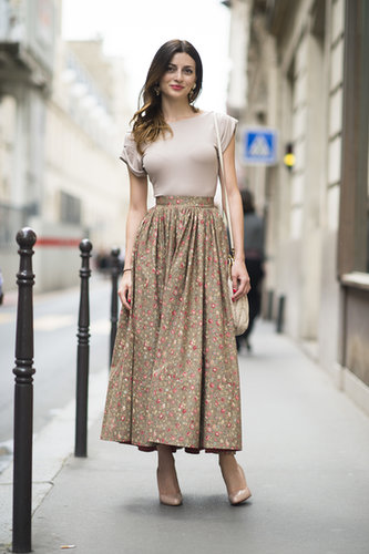 A billowy long skirt looked sleek when styled with a tight and tucked-in tee.
Source: Le 21ème | Adam Katz Sinding
A billowy long skirt looked sleek when styled with a tight and tucked-in tee.
Source: Le 21ème | Adam Katz Sinding