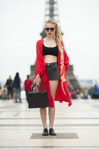 A silky red robe added some extra coverage to a shorts-and-bra-top look.
Source: Le 21ème | Adam Katz Sinding
A silky red robe added some extra coverage to a shorts-and-bra-top look.
Source: Le 21ème | Adam Katz Sinding