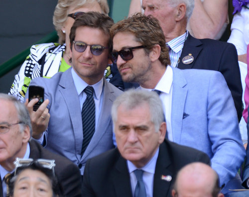 Gerard Butler and Bradley Cooper took a snap together at Wimbledon in July 2013.
Gerard Butler and Bradley Cooper took a snap together at Wimbledon in July 2013.