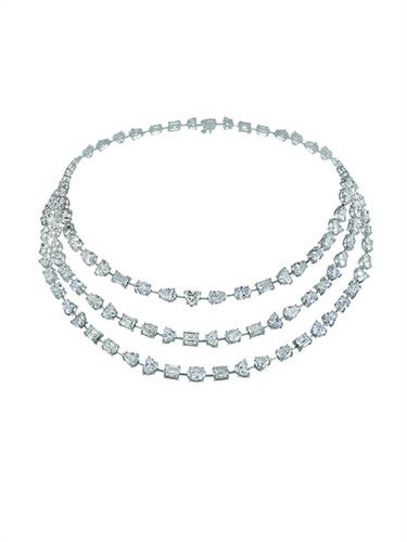 Fancy-cut white diamond necklace set in platinum.
Source: Chopard
Fancy-cut white diamond necklace set in platinum.
Source: Chopard