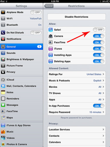 Disable Safari and YouTube Disable Safari and YouTube