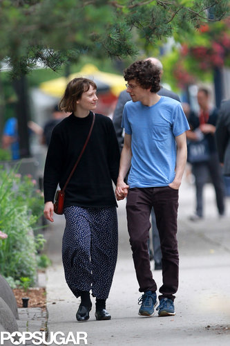 Jesse Eisenberg held Mia Wasikowska's hand for a stroll in Toronto.
Jesse Eisenberg held Mia Wasikowska's hand for a stroll in Toronto.