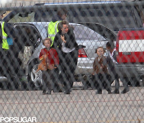 Shiloh Jolie-Pitt, Knox Jolie-Pitt, and Zahara Jolie-Pitt got a little help boarding a plane in Springfield, MO, in December 2010.
Shiloh Jolie-Pitt, Knox Jolie-Pitt, and Zahara Jolie-Pitt got a little help boarding a plane in Springfield, MO, in December 2010.
