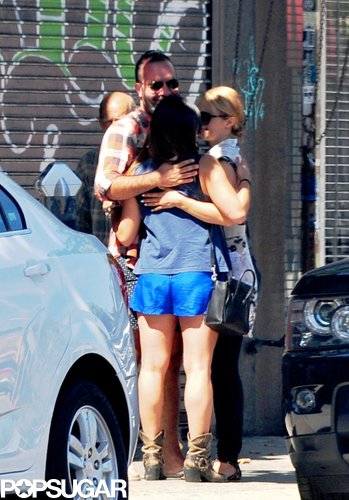 Dianna Agron and Jenna Ushkowitz were hugged by a friend.
Dianna Agron and Jenna Ushkowitz were hugged by a friend.