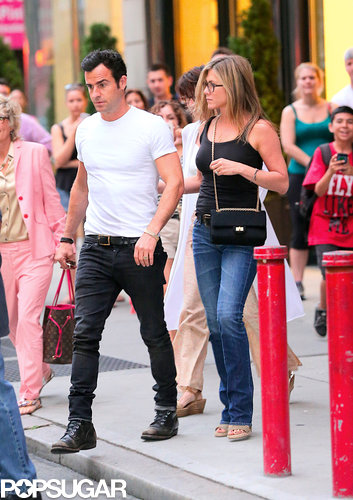 Jennifer Aniston and Justin Theroux headed to dinner with his mother.
Jennifer Aniston and Justin Theroux headed to dinner with his mother.