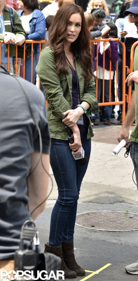Megan Fox continued work on Teenage Mutant Mutant Ninja Turtles, in which she's playing April, on Monday in NYC.
Megan Fox continued work on Teenage Mutant Mutant Ninja Turtles, in which she's playing April, on Monday in NYC.