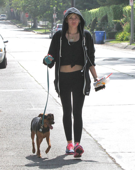 Singer Miley Cyrus is known for mixing up her fitness routine. This week she kept things moving by taking her dog Happy for a walk.
Singer Miley Cyrus is known for mixing up her fitness routine. This week she kept things moving by taking her dog Happy for a walk.