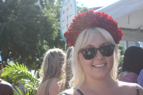 Michele was having a Lana Del Rey moment with an oxblood crown of flowers.
Michele was having a Lana Del Rey moment with an oxblood crown of flowers.